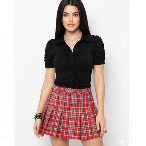 Red Plaid Pleated Skirt from Abercrombie & Fitch